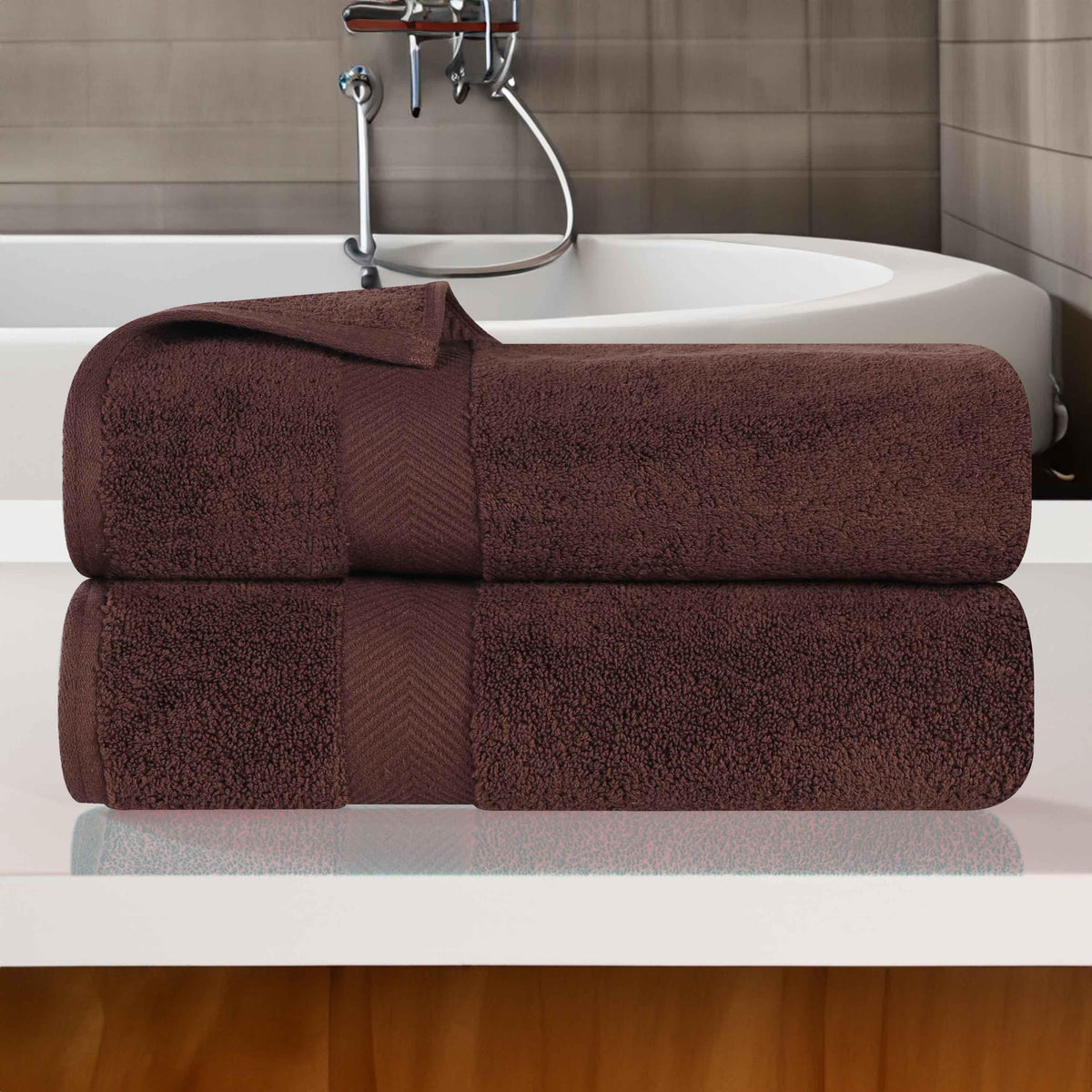 Zero Twist Cotton Ultra-Soft Absorbent Bath Towel Set of 2